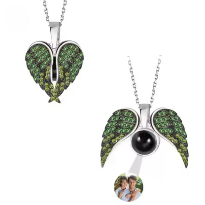 Collar Corazón con Alas y Foto Personalizada