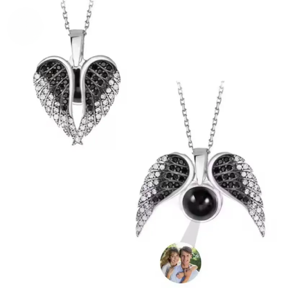 Collar Corazón con Alas y Foto Personalizada